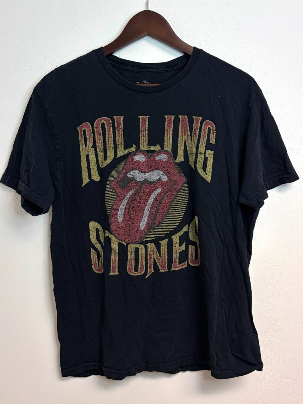 Men’s black graphic tee t-shirt top Rolling Stones band tee cotton large short